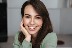 woman with bright smile cosmetic dentistry concept